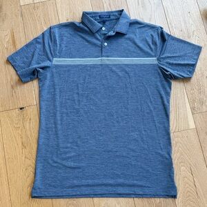 Peter Millar Crown Crafted Polo Size Large Blue Performance Golf Shirt EUC